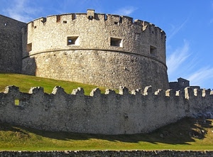 torre, castello, merli, mura, prato, fortezza, finestre, cielo