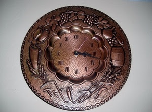orologio, lancette, rame, uva, numeri, attrezzi, ore, ora, botte