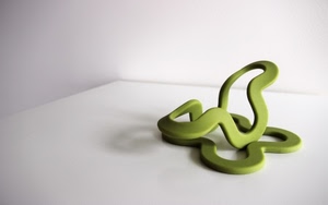 verde, bianco, curve, astratto, scultura, minimalismo, ombra, plastica