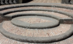 gradini, mattoni, cerchi, scala, pietra, geometrico, semicerchi