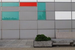 verde, rosso, rettangoli, panchina, geometrie, colori, parete, pianta