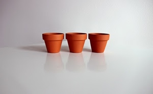 tre, vasi, bianco, minimalismo, riflesso, marrone, rosso, terracotta