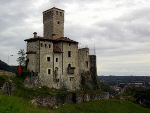 castello, torre, nuvole, finestre, grigio, panorama, cielo