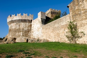 castello, merli, torre, erba, prato, cielo, verde, pianta