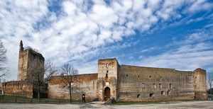 castello, nuvole, torre, cielo, mura, alberi, porta, azzurro, portone