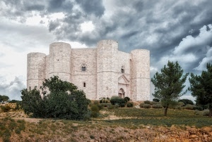 castello, nuvole, alberi, torri, cielo, rocca, medioevo