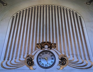 orologio, oro, numeri, lancette, ore, liberty, righe, decori