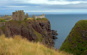 mare, castello, erba, scogliera, rocca, paesaggio, roccia, cielo, rovine, orizzonte