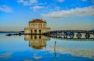 ponte, riflesso, azzurro, acqua, casa, lago, cielo, mare, casina, nuvole