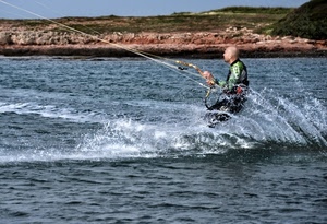 acqua, mare, spruzzi, sport, schizzi, sci, uomo, onde, verde, traino, canna, pescatore, costa