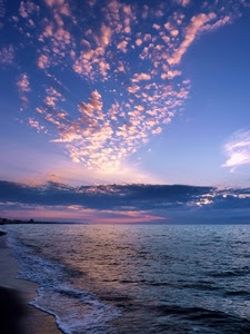 nuvole, mare, cielo, tramonto, spiaggia, onde, acqua, rosa