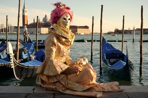 venezia, maschera, gondole, carnevale, donna, chiesa, costume, campanile, pali