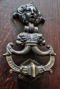 batacchio, porta, ferro, legno, faccia, battiporta, battente, bronzo, viso