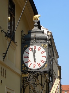 orologio, orso, lancette, finestra, corona, oro, lettere, ferro