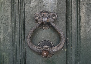 batacchio, porta, ferro, verde, legno, anello, metallo, antico, portone