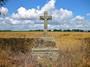 croce, nuvole, campo, grano, alberi, tomba, cielo, campagna, pietra
