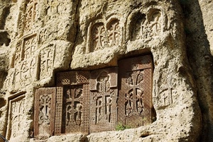 croci, roccia, pietra, porte, incisione, parete, bassorilievi, tufo, bassorilievo