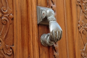 batacchio, legno, mano, porta, ferro