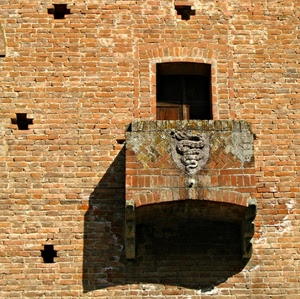 mattoni, balcone, stemma, finestra, serpente, ombra, biscione, croci