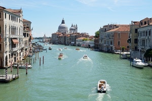 venezia, barche, canale, acqua, palazzi, chiesa, città, cielo, finestre, cupola, mare, cupole, pali, case, azzurro