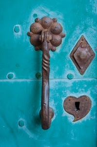 cuore, serratura, porta, ferro, verde, batacchio, maniglia, ruggine, azzurro, chiodi, toppa