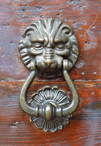 batacchio, leone, porta, legno, bronzo, ottone, metallo, ferro
