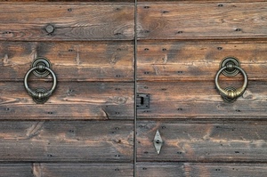 porta, legno, serratura, batacchio, portone, chiave, battente, battenti, due, cerchi