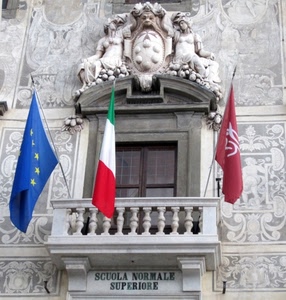 balcone, bandiere, stemma, tre, scuola, tricolore, finestra, statue