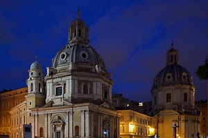 cupole, chiese, cielo, notturno, finestre, luci, chiesa, blu, sera, campanile