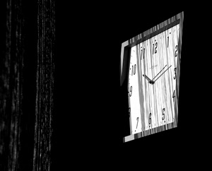 orologio, lancette, numeri, ore, bianconero, ombre, nero, bianco, quadrato