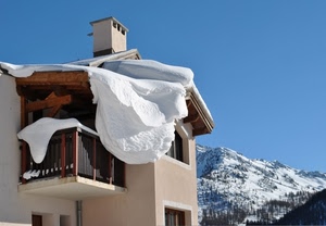neve, montagna, inverno, balcone, casa, comignolo, bianco