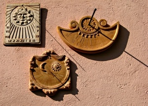 tre, meridiane, sole, muro, ombre, ombra, numeri, luna