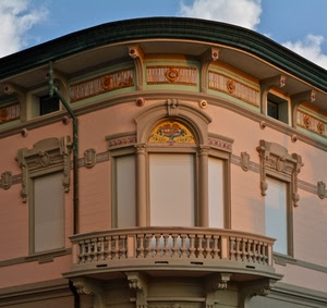 balcone, liberty, palazzo, finestra, rosa, finestre, persiane