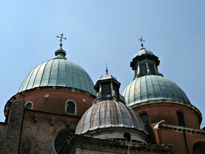 cupole, croci, tre, cielo, finestre, verde, chiesa