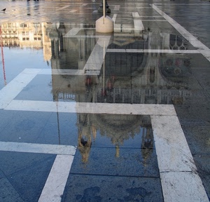 acqua, riflesso, venezia, chiesa, piazza, riflessi, pozzanghera, pioggia, strisce