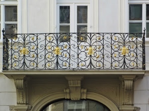 balcone, oro, ringhiera, finestre, ferro, finestra, porte