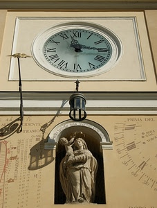 orologio, statua, meridiana, lampione, ombra, madonna, lancette, ombre