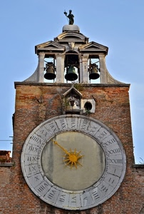orologio, campane, campanile, tre, numeri, lancetta, ora, torre
