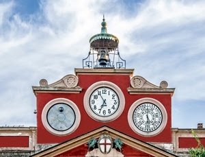 stemma, campana, lancette, orologio, cielo, numeri, nuvole, orologi, croce, ore, campane, rosso, cerchi, meridiana, calendario