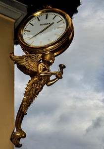 orologio, angelo, oro, ali, cielo, lancette, angolo, clessidra, dorato