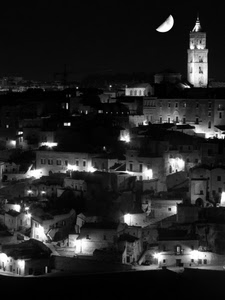 luna, notte, campanile, notturno, bianconero, panorama, paesaggio, città, luci, torre, luce