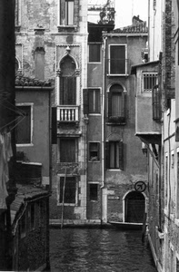 finestre, canale, bianconero, venezia, acqua, balconi, case, rio, balcone