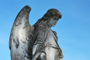 angelo, statua, ali, cielo, marmo, ala, azzurro, viso, triste