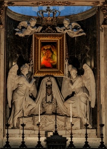 angeli, quadro, candele, corona, ali, altare, statue, marmo, chiesa, madonna, candelabri, bambino, rosso, candelieri, putti
