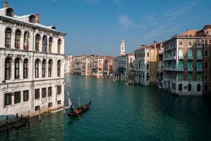 venezia, canale, gondola, acqua, palazzi, campanile