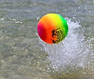 acqua, palla, sfera, colori, arcobaleno, verde, rosso, schizzi, mare, pallone, giallo, multicolore