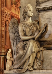 statua, angelo, ali, marmo, chiesa, scultura