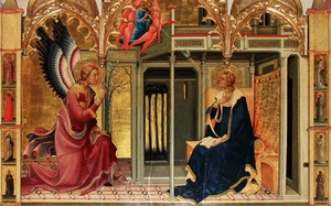 dipinto, angelo, ali, annunciazione, madonna, angeli, santi, colori, affresco