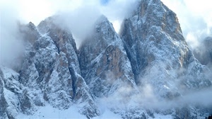 nuvole, neve, montagne, montagna, inverno, vette, nebbia, rocce, roccia, bianco
