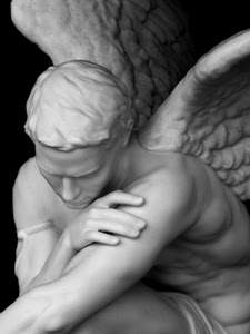 angelo, marmo, ali, bianco, statua, scultura, mano, nero, bianconero